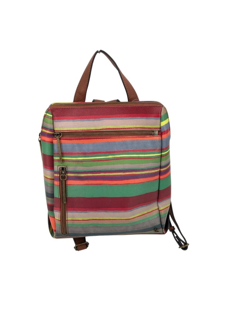 Elliot Lucca Olvera Striped Backpack Purse‎ Festival Boho Faux Leather Statement